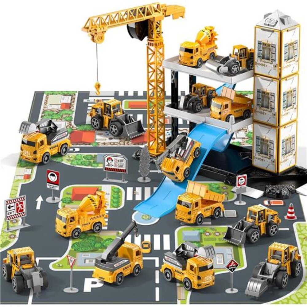 Construction Truck Toys for 3 4 5 6 Year Old Boys, 60PCS Kids Engineering Trucks